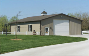 A steel building designed and built by Worldwide Steel Buildings