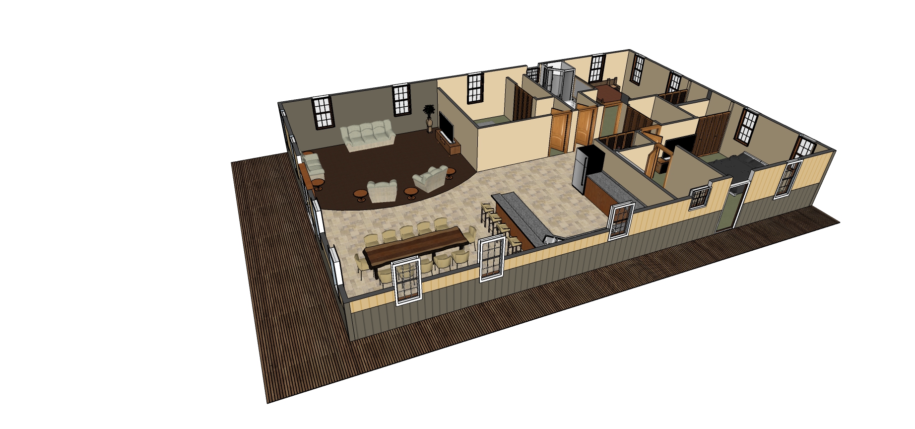 Steel home floor plan renderings of 40’x60’ custom residential home from Worldwide Steel Buildings.