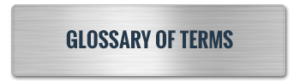 A metallic rectangular sign, reminiscent of a steel building assembly, features the text "GLOSSARY OF TERMS" in bold, dark letters centered against a brushed metal background.