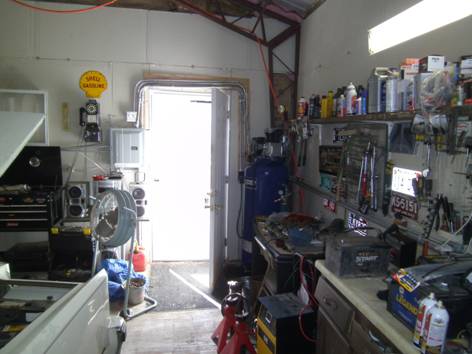 An interior shot of a steel, outdoor garage designed and built by Worldwide Steel Buildings for a client in Kansas.