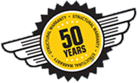 50 Year Warranty Logo for Worldwide Steel Buildings