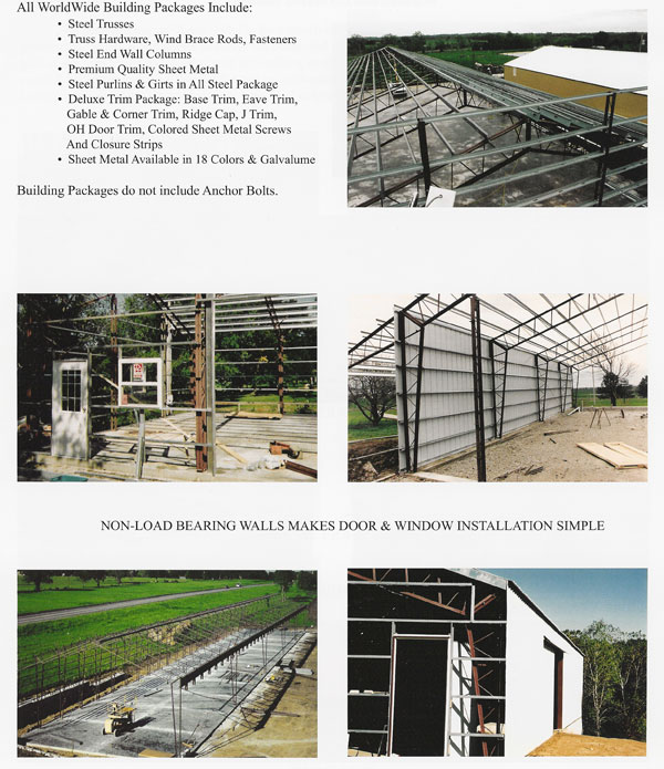 open truss steel building assembly