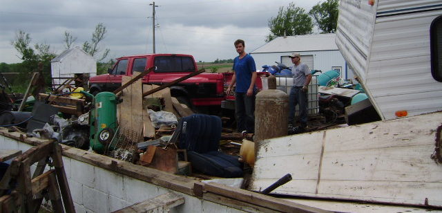 Tornado Destruction aftermath - Steel Building Remains