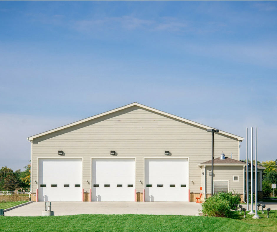 A fire station built with a steel frame