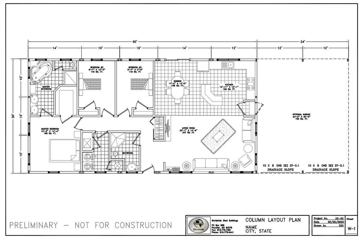 30w 60l Floor Plans W1 Column Layout Worldwide Steel