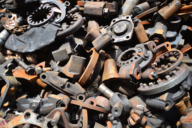 A pile of miscellaneous pieces of steel about to be recycled