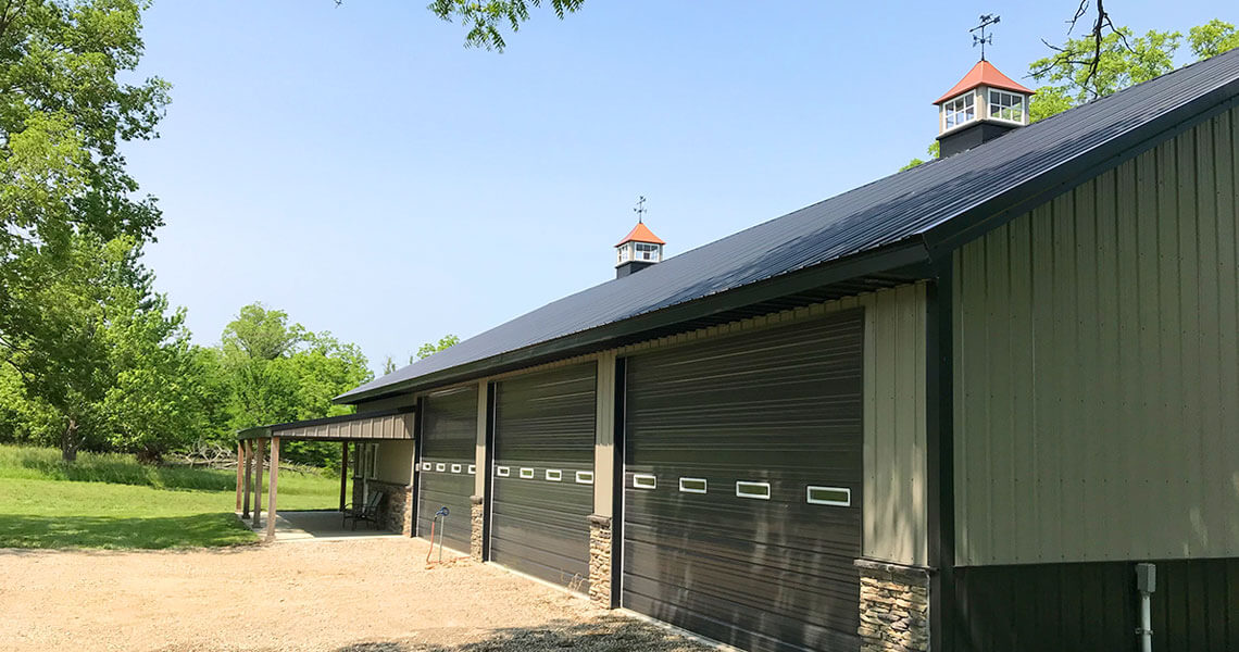 Worldwide Steel Buildings custom garage kit at Overbrook Farms