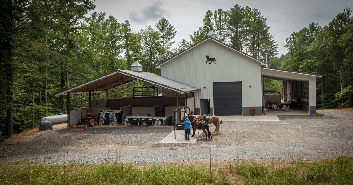 Custom designed metal barn kit from Worldwide Steel Buildings.