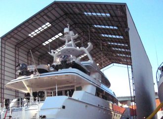Luxury Yacht with Custom Steel Storage Building