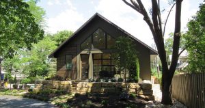 A steel basketball court and pool house built in Kansas City, MO by Worldwide Steel Buildings.