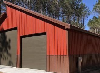 Red and Brown Steel Garage