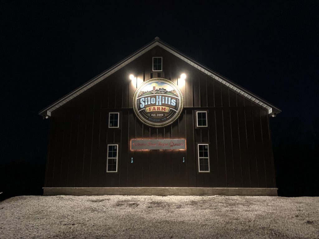 Silo Hills Farm Front Image at Night