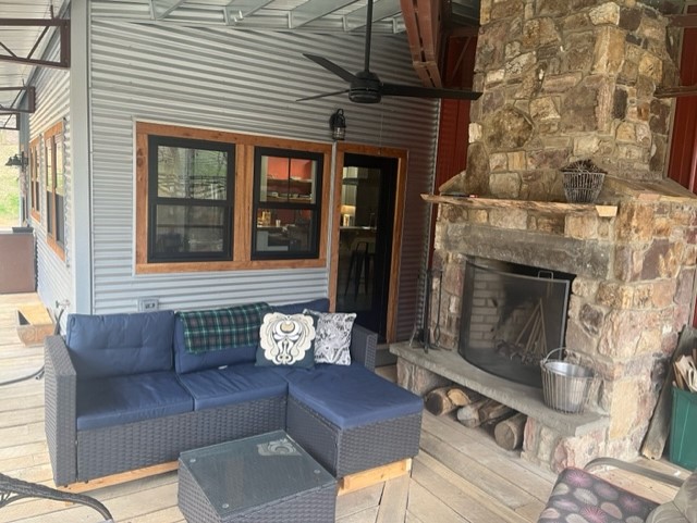 Covered Patio with Outdoor Fireplace